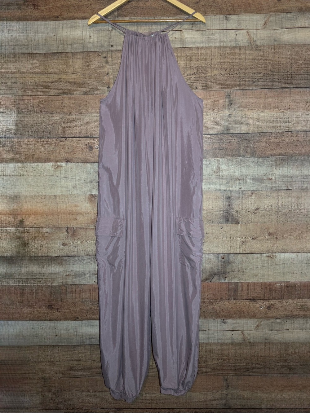 Anthropologie Dusty Rose Halter Cargo Pockets Balloon Jumpsuit size S/M - Picture 1 of 10